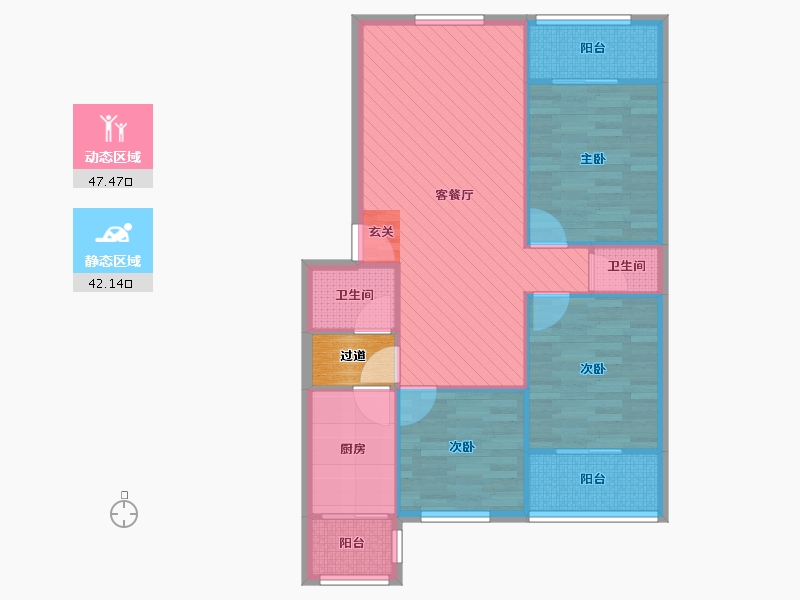 四川省-成都市-通锦路3号院-82.74-户型库-动静分区