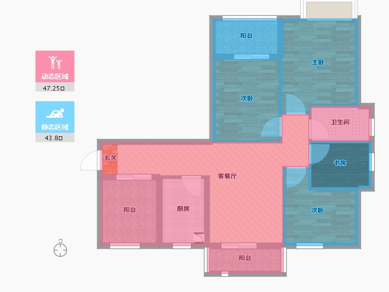 江苏省-苏州市-中城国际花园-79.01-户型库-动静分区