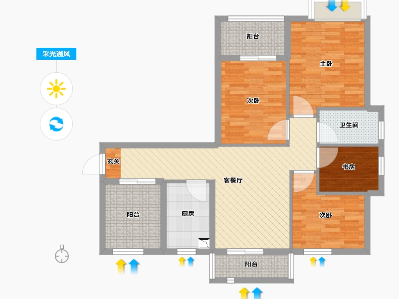 江苏省-苏州市-中城国际花园-79.01-户型库-采光通风