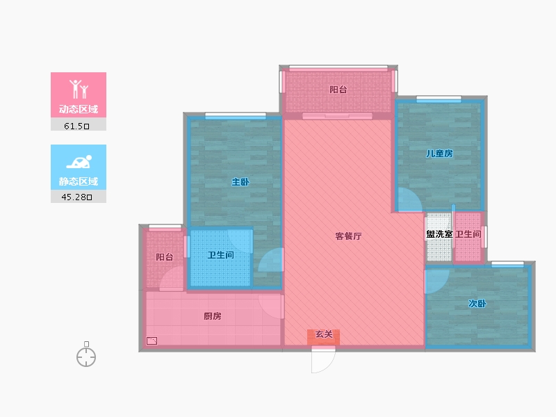 湖南省-永州市-耀江豪廷-96.63-户型库-动静分区