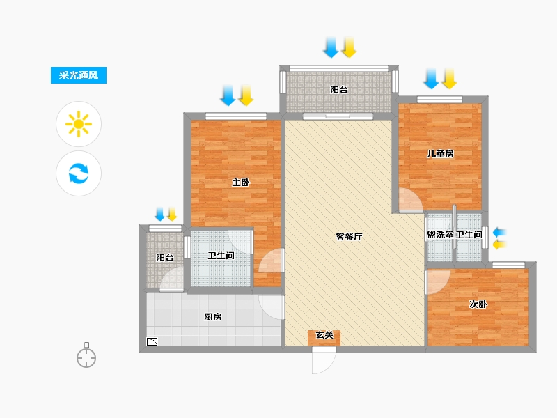 湖南省-永州市-耀江豪廷-96.63-户型库-采光通风