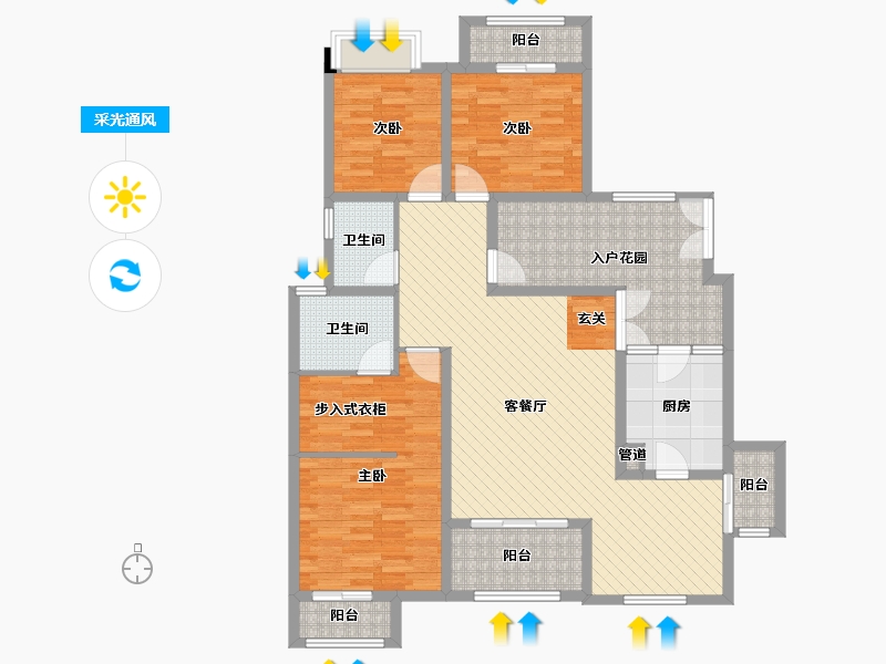 重庆-重庆市-江润嘉悦湾-123.04-户型库-采光通风