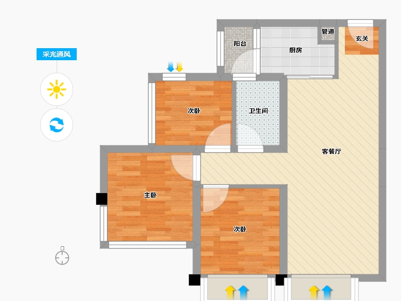 四川省-成都市-首创娇子一号-55.59-户型库-采光通风