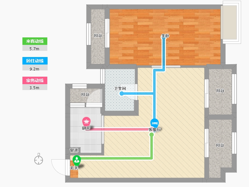 浙江省-宁波市-公元世家-64.35-户型库-动静线