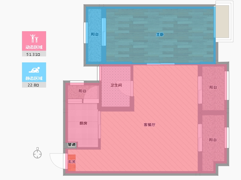 浙江省-宁波市-公元世家-64.35-户型库-动静分区