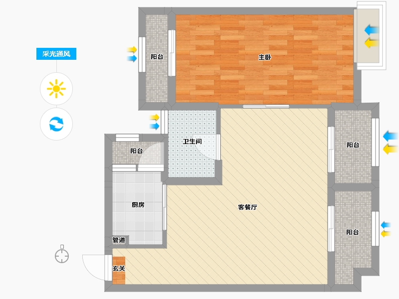 浙江省-宁波市-公元世家-64.35-户型库-采光通风