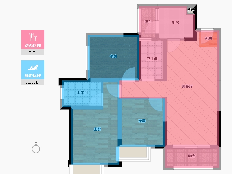 重庆-重庆市-新鸥鹏教育城-74.29-户型库-动静分区