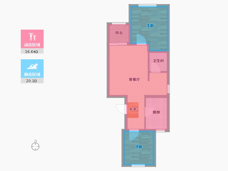 北京-北京市-同泽园西里-48.70-户型库-动静分区