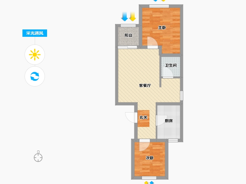 北京-北京市-同泽园西里-48.70-户型库-采光通风