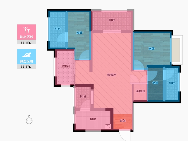 四川省-成都市-绿地GIC成都中央广场-71.98-户型库-动静分区