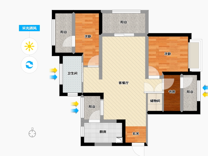 四川省-成都市-绿地GIC成都中央广场-71.98-户型库-采光通风