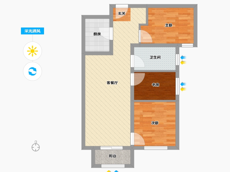 北京-北京市-保利首开四季怡园-58.76-户型库-采光通风