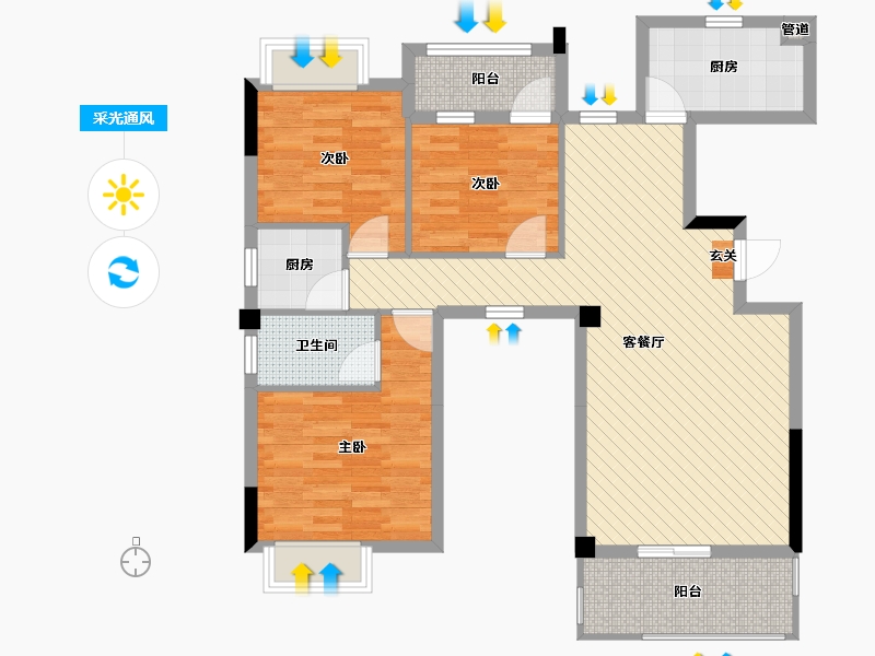 江西省-赣州市-瑞金颐和园-90.98-户型库-采光通风