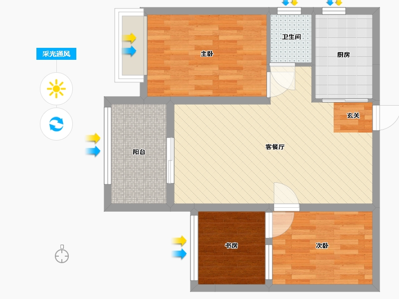 广西壮族自治区-柳州市-柳铁新城-63.06-户型库-采光通风