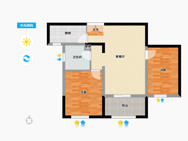 辽宁省-沈阳市-浦江御景湾-69.25-户型库-采光通风