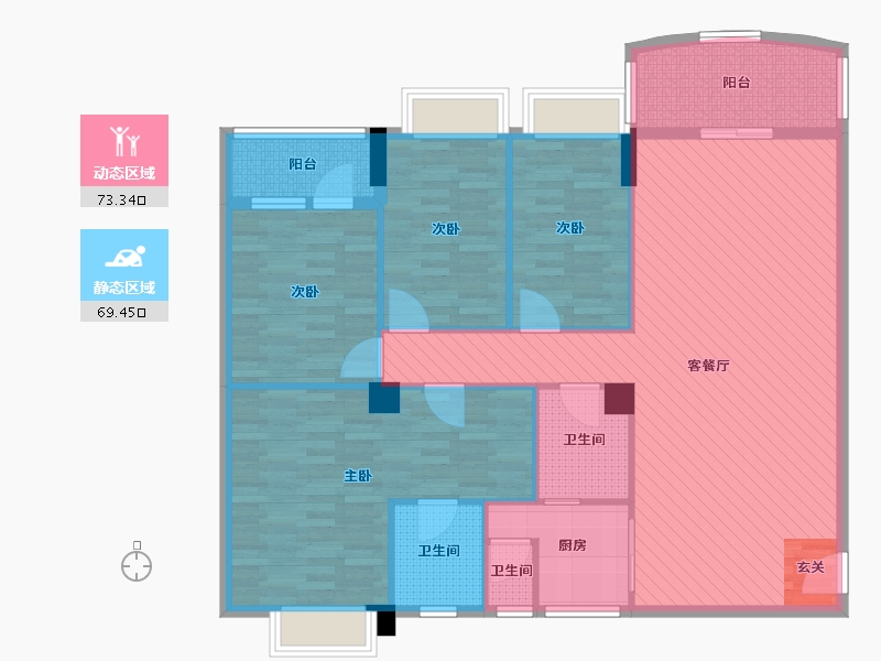 广东省-佛山市-丽雅苑中区3座E-129.56-户型库-动静分区