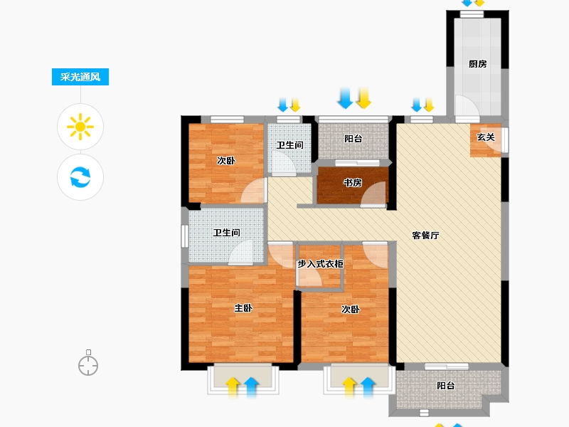 浙江省-嘉兴市-孔雀城荷院-94.16-户型库-采光通风