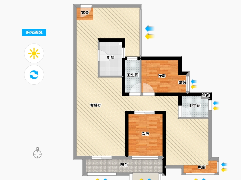 广东省-东莞市-新世纪颐龙湾二期-91.22-户型库-采光通风