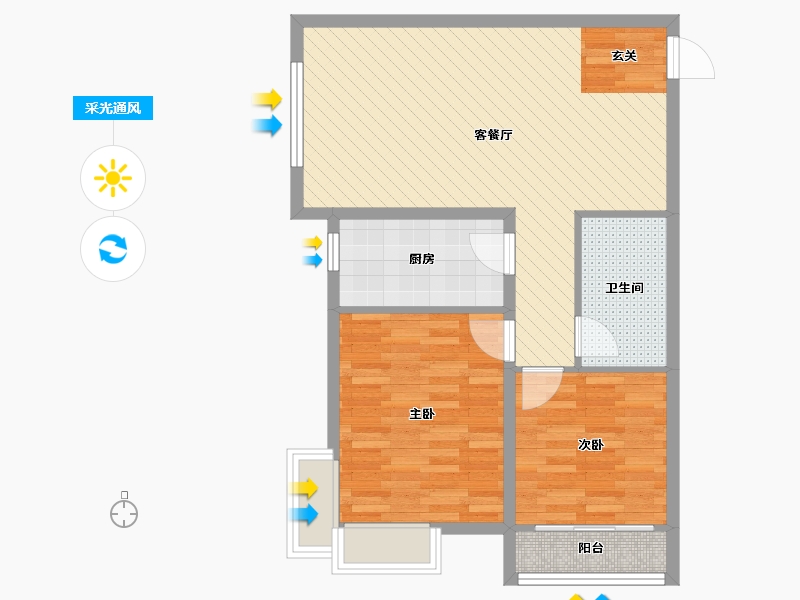 山东省-烟台市-福山银座-72.97-户型库-采光通风