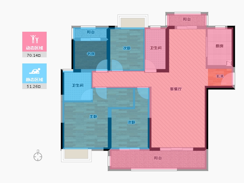 湖南省-长沙市-中建芙蓉-105.33-户型库-动静分区