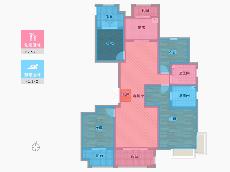 黑龙江省-哈尔滨市-新城公馆-119.52-户型库-动静分区