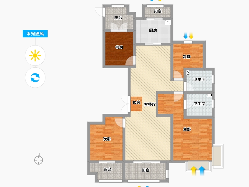 黑龙江省-哈尔滨市-新城公馆-119.52-户型库-采光通风