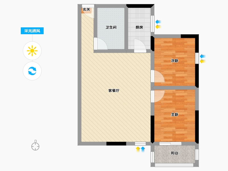 陕西省-咸阳市-交大康桥新都汇-66.88-户型库-采光通风