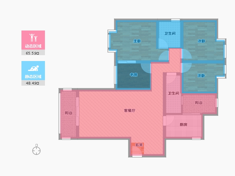 贵州省-毕节市-同辉花园-98.69-户型库-动静分区