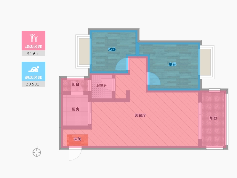 四川省-成都市-德坤竹韵坊-61.64-户型库-动静分区