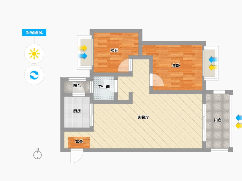 四川省-成都市-德坤竹韵坊-61.64-户型库-采光通风