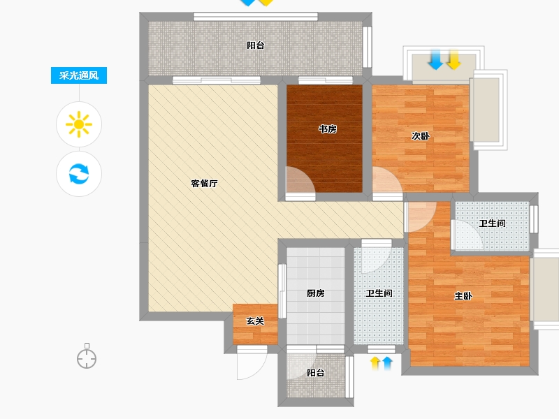 四川省-遂宁市-领峰国际-79.07-户型库-采光通风