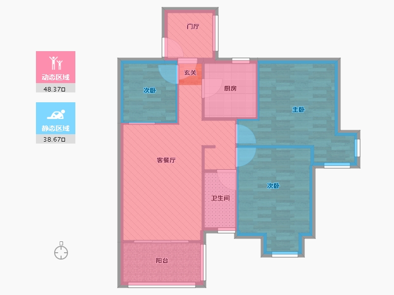 四川省-成都市-华润橡树湾B区-77.31-户型库-动静分区