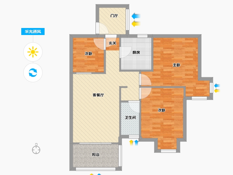 四川省-成都市-华润橡树湾B区-77.31-户型库-采光通风