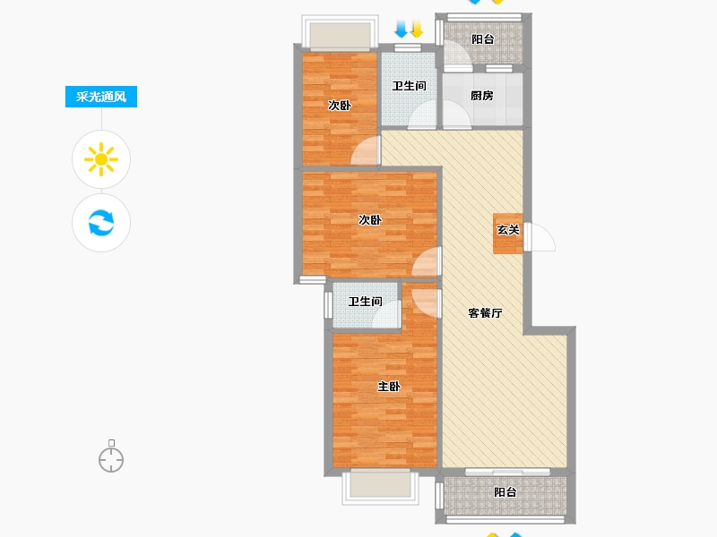 河南省-周口市-书香门第-83.11-户型库-采光通风