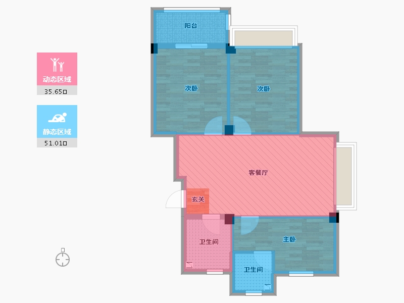 浙江省-宁波市-锦绣江南-77.61-户型库-动静分区