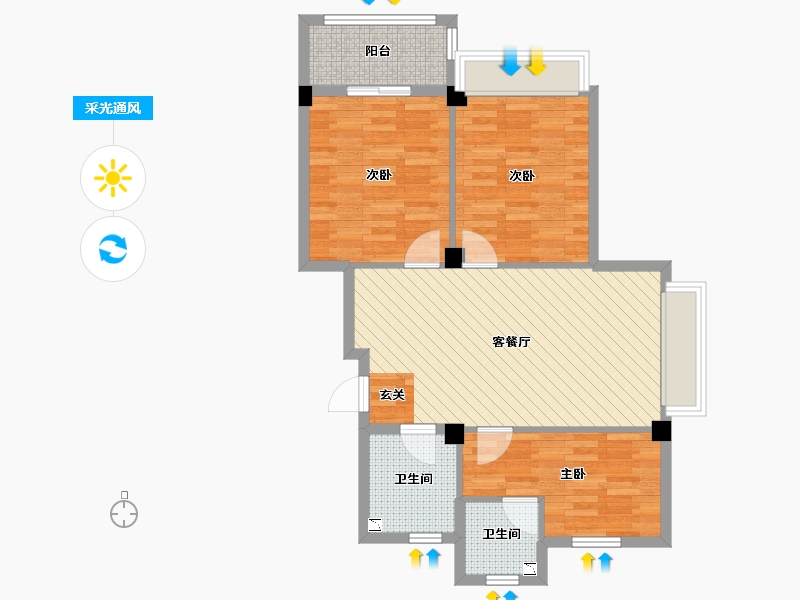 浙江省-宁波市-锦绣江南-77.61-户型库-采光通风