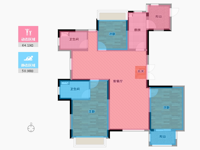 浙江省-嘉兴市-彩虹公馆-100.89-户型库-动静分区