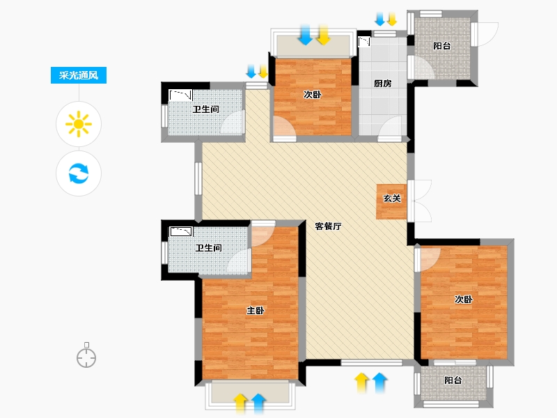 浙江省-嘉兴市-彩虹公馆-100.89-户型库-采光通风