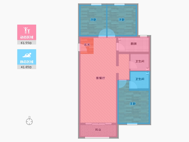 河北省-张家口市-书香丽景-90.87-户型库-动静分区