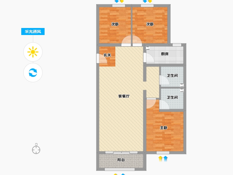 河北省-张家口市-书香丽景-90.87-户型库-采光通风