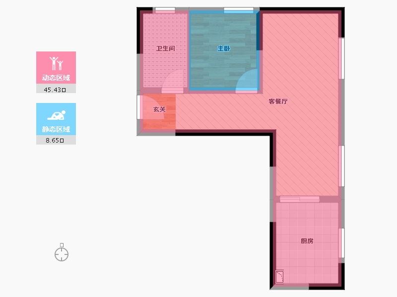 河南省-南阳市-秋实苑箭头→那一户L型户型-46.90-户型库-动静分区