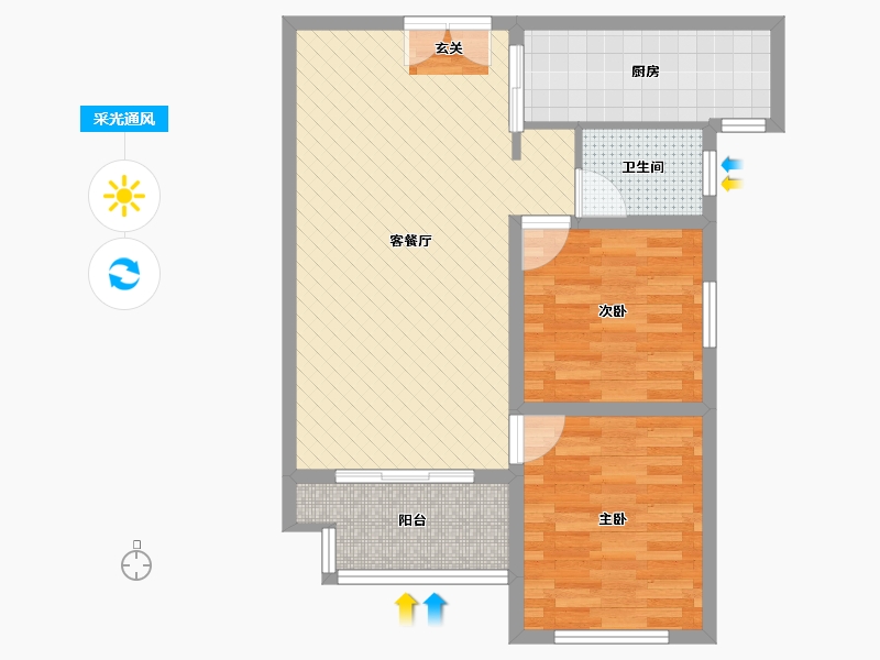 山东省-菏泽市-南华康城-67.75-户型库-采光通风