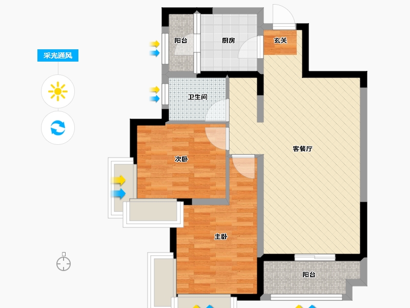 四川省-成都市-樟菊园-66.58-户型库-采光通风