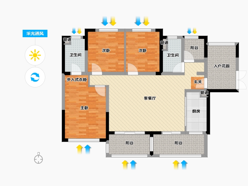 湖南省-郴州市-泊富君庭-108.55-户型库-采光通风