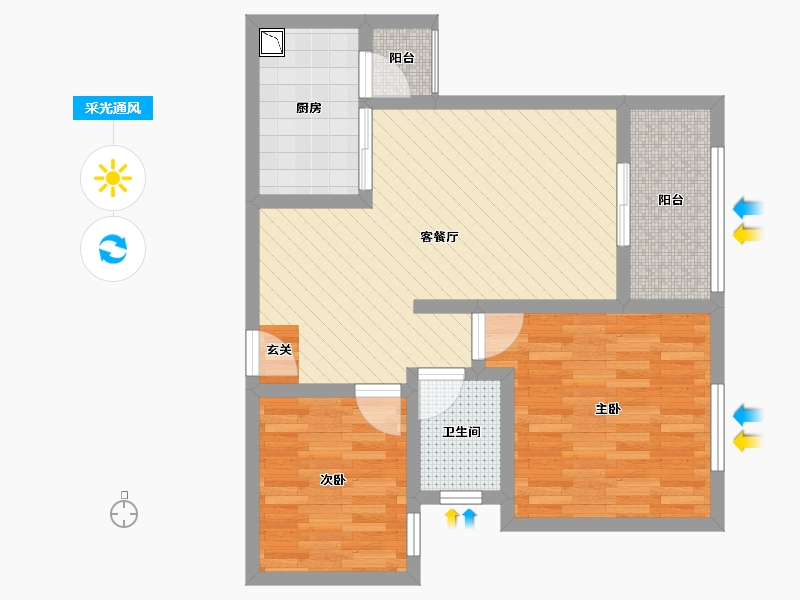 河南省-信阳市-建业壹号城邦-64.52-户型库-采光通风