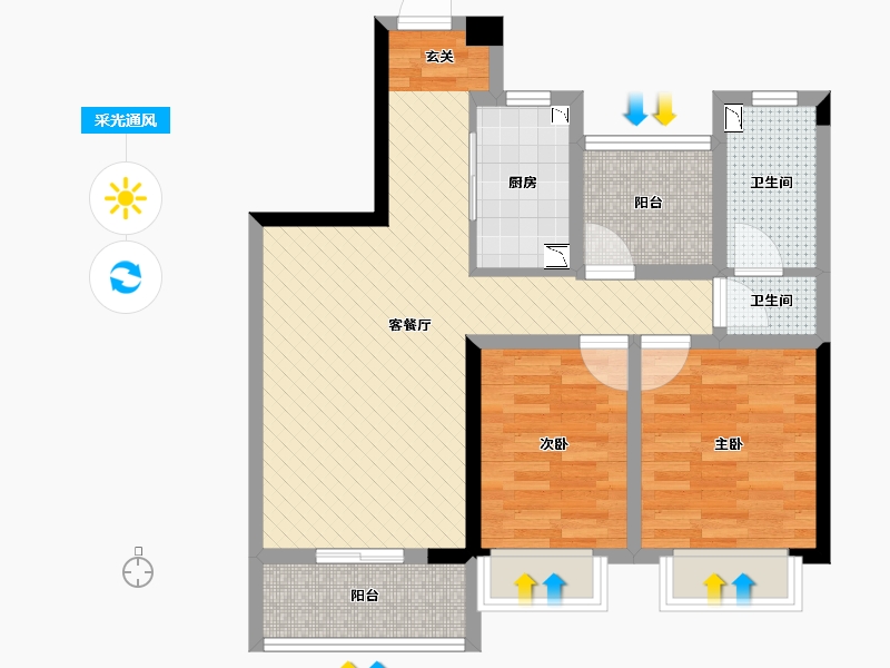 安徽省-合肥市-合肥市依澜雅居-69.00-户型库-采光通风