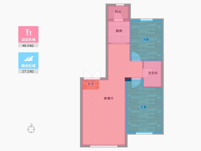 黑龙江省-哈尔滨市-东方新天地三期-66.87-户型库-动静分区