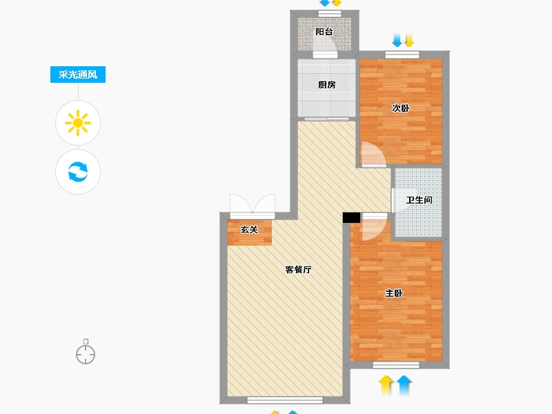 黑龙江省-哈尔滨市-东方新天地三期-66.87-户型库-采光通风