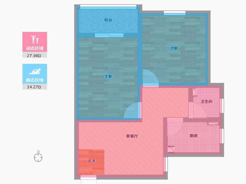 上海-上海市-金桥新村四街坊-53.12-户型库-动静分区