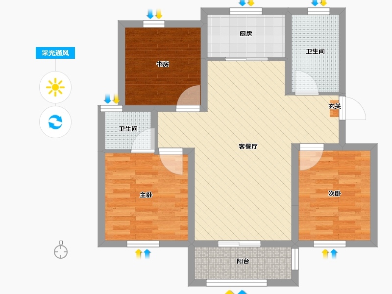 山东省-烟台市-天悦府-68.00-户型库-采光通风